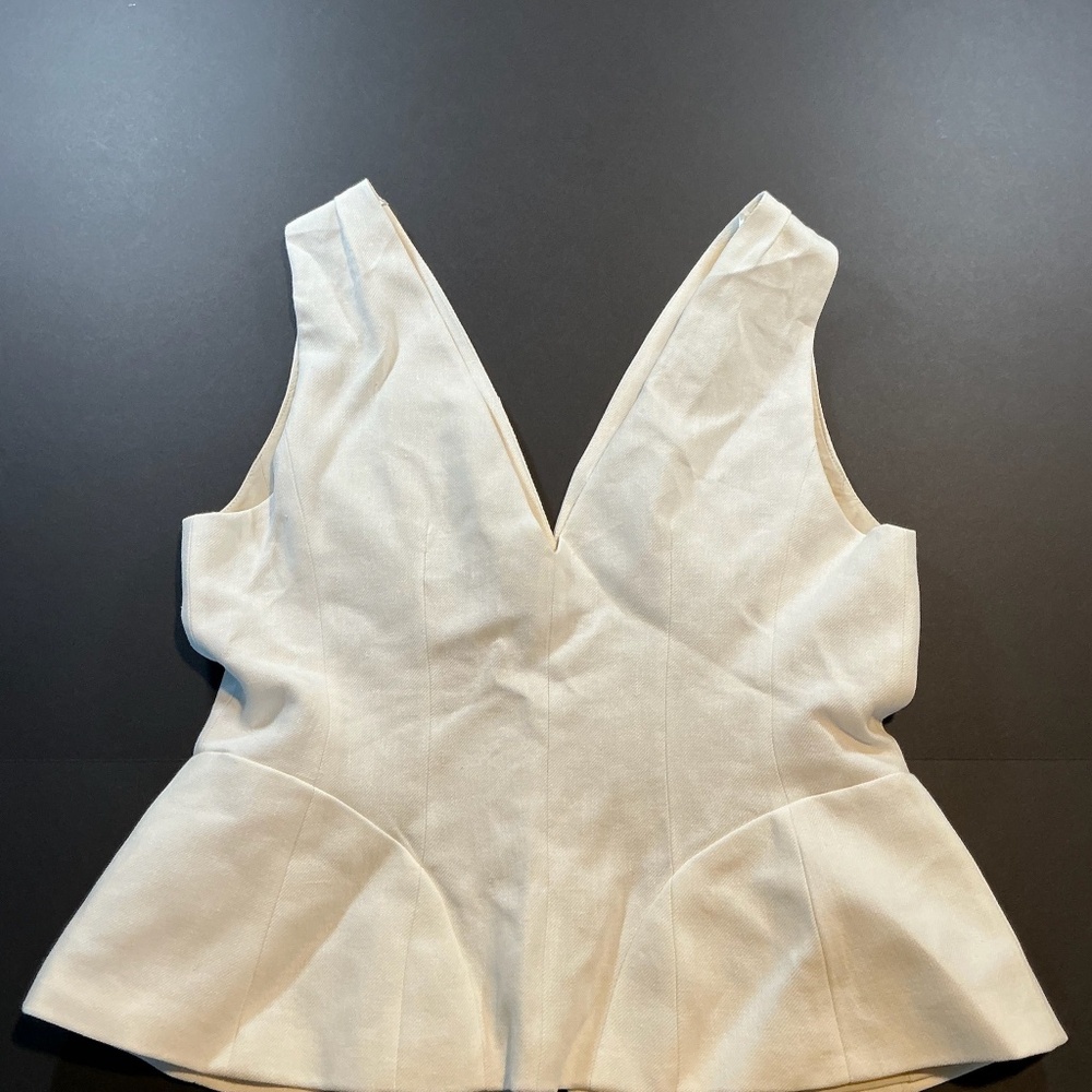 ZARA Linen Ivory Front Button Vest Size XL NWT - Picture 3 of 11